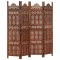 Paravan cameră sculptat manual 4 panouri maro 160x165 cm mango