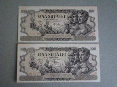 ROMANIA - 100 lei 5 Decembrie 1947 aUNC - 2 Buc. Serii Consecutive