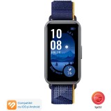 Bratara fitness Huawei Band 9, Dark Gray Body with Blue Nylon Strap
