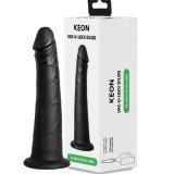 Dildo Adaptor Vac-U-Lock, Kiroo, KEON, Silicon, Negru, subtire, 19,1 cm x 4,7 cm