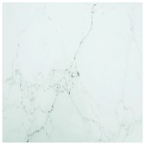 Blat masă alb 80x80 cm 6 mm sticlă securizată design marmură