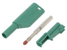 Mufă banană verde 4mm 24A 1kVDC 0,5-2,5mm2
