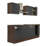 Mobilier de bucătărie Yorki 220, corp din stejar Yorki, cu fațade antracit cu finisaj satinat, fără blat de lucru