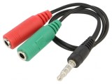 Cablu Audio Jack 3,5mm 4 Pin 0,2m Negru