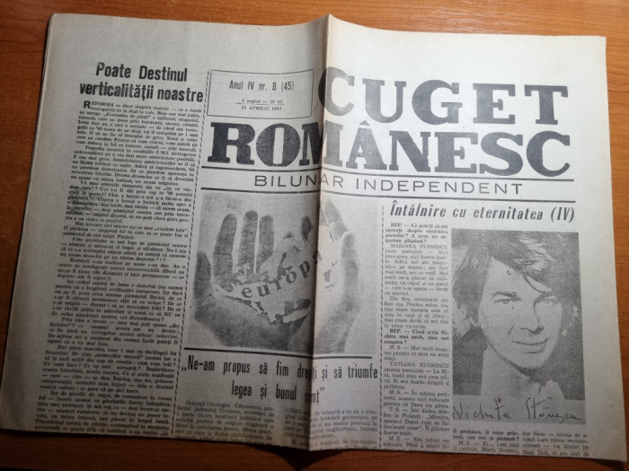 ziarul cuget romanesc 24 aprilie 1993-nichita stanescu