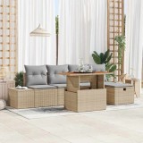 vidaXL Set de canapele pentru grădină cu pernă 6 pcs Bej Rattan poli