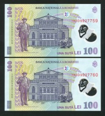 q424 PERECHE CONSECUTIVA 100 LEI 2015 POLIMER UNC NECIRCULATA seriile 153D9927759 si 153D9927760