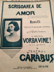 Partitura Scrisoare de amor.Romanta Violeta Ionescu la Teatrul Carabus foto