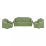 Cumpara ieftin Huse Elastice si Creponate fara Volane, Canapea 3 Persoane + 2 Fotolii, Verde - HF21