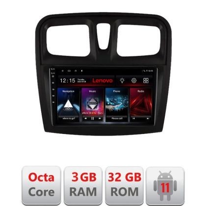 Navigatie Dacia Sandero 2012-2020 var B Octa Core cu Android Radio Bluetooth Internet GPS WIFI DSP 3+32 GB 4G LENOVO LITE CarStore Technology