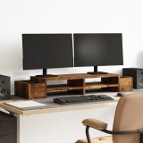 VidaXL Suport monitor cu depozitare stejar fumuriu, 100x27x15 cm, lemn