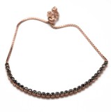 Bratara Argint 925 Tennis Rose Gold Negru Zirconiu 26cm Ajustabila Argintboutique