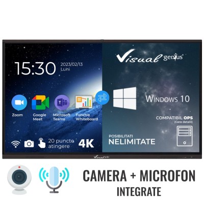 Display interactiv de 75&amp;rdquo; 4K, VISUAL Genius, Android 11, 4GB DDR4, 32GB memorie, 20 puncte de atingere, soft limba romana foto