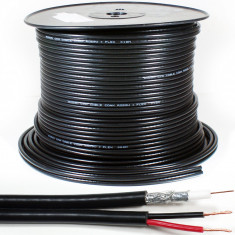 Cablu coaxial RG59 cu alimentare 75R 1x0.81mm cupru +128x0.12mm CCA / 6mm PVC negru Well; Cod EAN: 5948636026115 foto