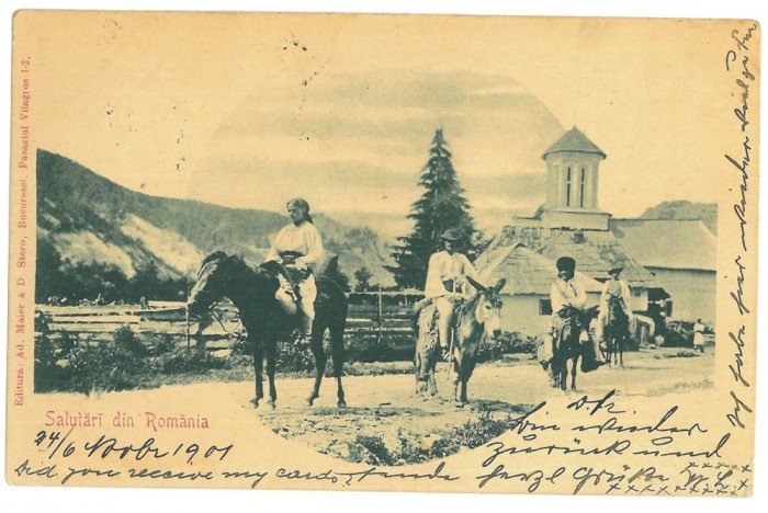 2633 - Peasants with horses and donkeys, Litho - old postcard - used - 1901