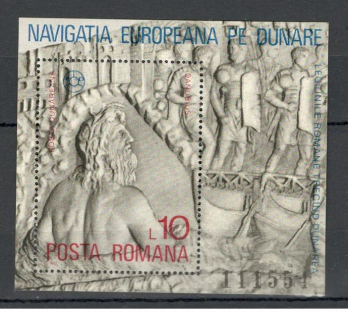 Romania.1977 Navigatia europeana pe Dunare-Bl. YR.638