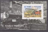 Sao Tome e Principe 1989 Trains, perf. sheet, used M.258, Stampilat