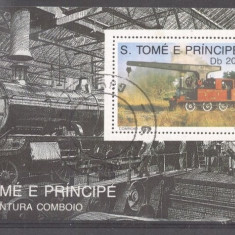 Sao Tome e Principe 1989 Trains, perf. sheet, used M.258