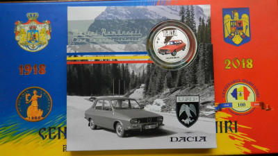 Vand medalie Dacia 1300 - argint 999, emisa de Monetarie cu certificat foto