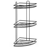 Etajera de colt pentru dus, cu 3 polite, montaj pe perete, inox, 25x25x59 cm, negru Household NewTrend