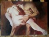 Pictura ulei pe panza, Tablou original, pictura nud cuplu, nud femeie 46x36cm, Realism