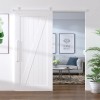 Set Feronerie Usa Glisanta vidaXL, 183cm, Otel Alb, Kit Complet, Sistem Glisant Hambar, Rulmenti Silentiosi, Ghidaj Podea, 60-91.5cm