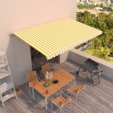 VidaXL Copertină retractabilă manual, galben și alb, 500x300 cm