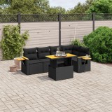 vidaXL Set mobilier de grădină cu perne, 6 piese, negru, poliratan