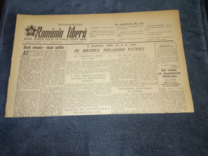 ZIARUL ROMANIA LIBERA 9 AUGUST 1951