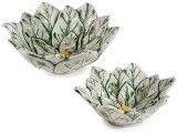 Set 2 boluri Craciunita ceramica verde galbena 19,5 x 18 x 7 H, 17 x 15 x 6 H