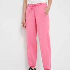 adidas pantaloni de trening culoarea roz, neted