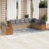 VidaXL Set canapele de grădină cu perne, 10 piese, bej, poliratan