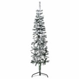 VidaXL Jumătate brad de Crăciun artificial subțire, cu zăpadă, 150 cm