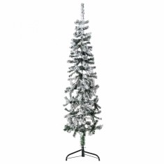 vidaXL Jumătate brad de Crăciun artificial subțire, cu zăpadă, 150 cm
