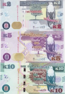 Bancnota Zambia 2, 5 si 10 Kwacha 2020 - PNew UNC ( set x3 ) foto