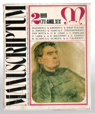 Revista Manuscriptum nr.2 (71)/1988, Anul XIX - fondator Panaitescu-Perpessicius foto