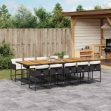 Cumpara ieftin Set mobilier de exterior cu perne, 11 piese, negru, poliratan