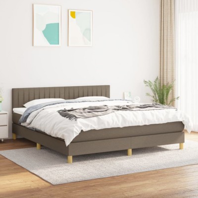 vidaXL Pat box spring cu saltea, gri taupe, 160x200 cm material textil 3140789 foto
