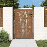 vidaXL Poartă pentru grădină, 105x155 cm, oțel corten, model bambus