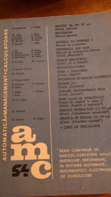 Automatica management calculatoare AMC nr 54 1987 foto