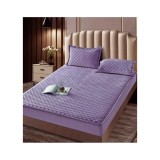 Cumpara ieftin Husa de Saltea Tip Topper cu Elastic + 2 Fete de Perna Catifea, Mov 160x200- JO992