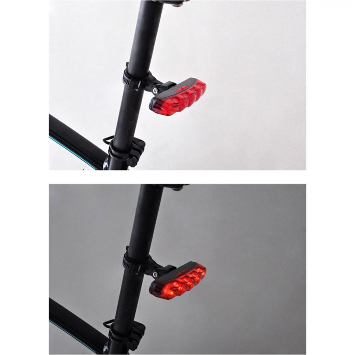 Lumină Siguranță Bicicletă, 5 LED-uri, 3 Funcții, Roșu
