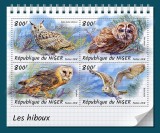 NIGER 2018 - Bufnite /set complet-bloc + colita MNH (2 imagini), Nestampilat