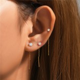 Cumpara ieftin Cercei din Argint 925 Placati cu Aur , Studs cu Cristal E i Lant Lung A n Cascada (Threader Effect)