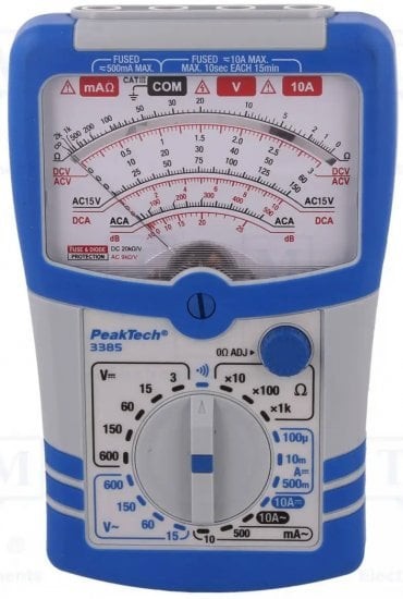 Multimetru analogic, PEAKTECH, PKT-P3385, 2.5V-0.6kV, 10mA-10A