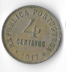 Moneda 4 centavos 1917 - Portugalia foto