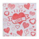 șervețele de Masă Delyas, Imprimate, Inimi Roșii &quot;LOVE&quot;, 28x28cm, Set 50 Bucăți