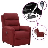 vidaXL Fotoliu rabatabil electric, roșu vin, material textil
