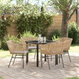 vidaXL Set de masă pentru grădină 5 pcs Maro Rattan poli