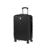 Troler Travel cu dungi reliefate, 60 L, 3 manere si 4 roti rotative, Negru, General